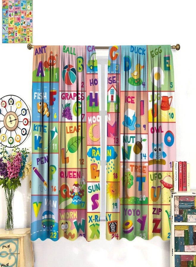 KANEPE Kids ABC Alphabet Curtains, Play Learn Board Game Animals Pattern Window Treatments, Rod Pocket Thermal Insulated Drapes 2 Panels Set for Children Room Nursery Classroom, 42" W X 45" L - Image 3